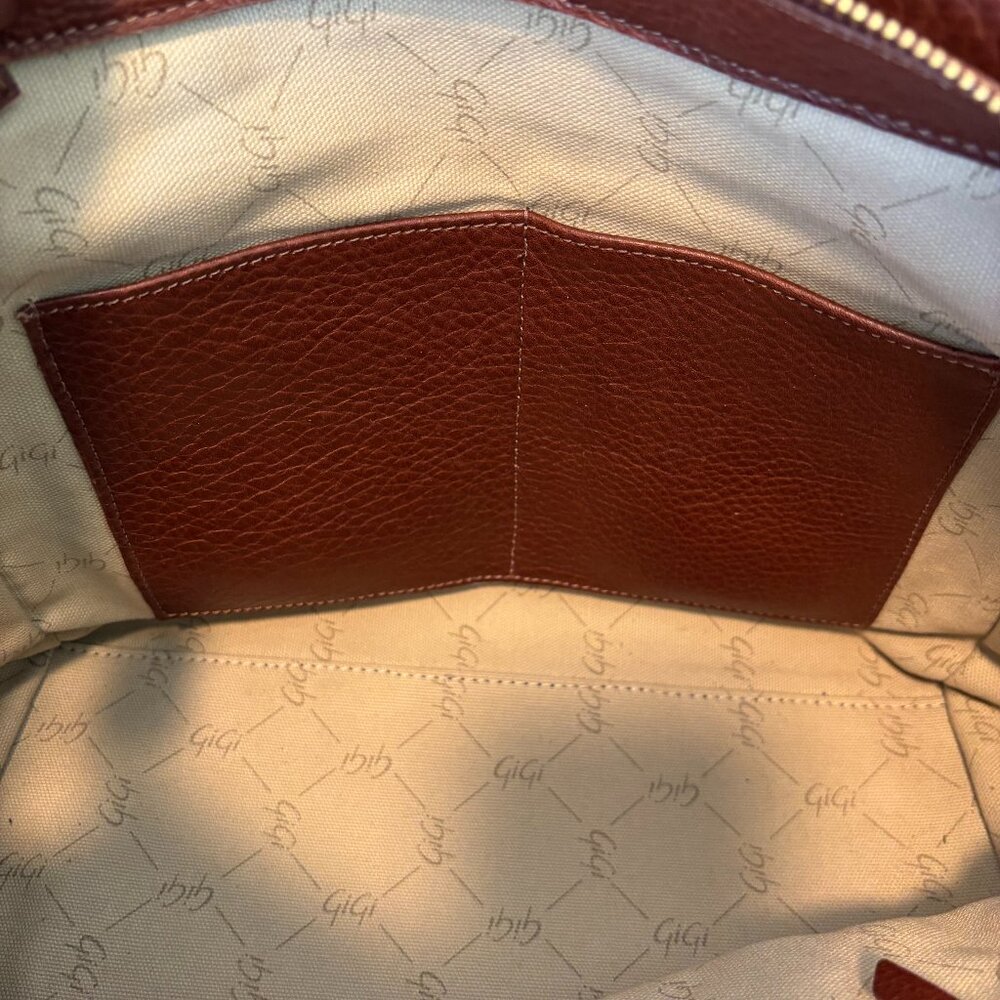 GiGI New York brown leather satchel purse with crossbody strap - Picture 12 of 14